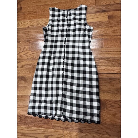 Talbots Gingham Shift Dress Womens Size 14 Black White Plaid Retro Mod Old Money - Picture 3 of 9
